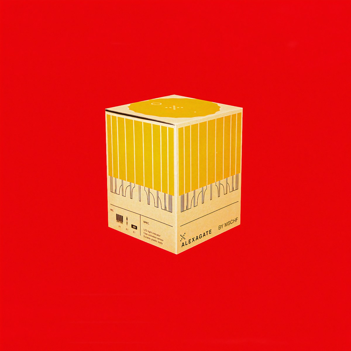 white and red box on red surface
